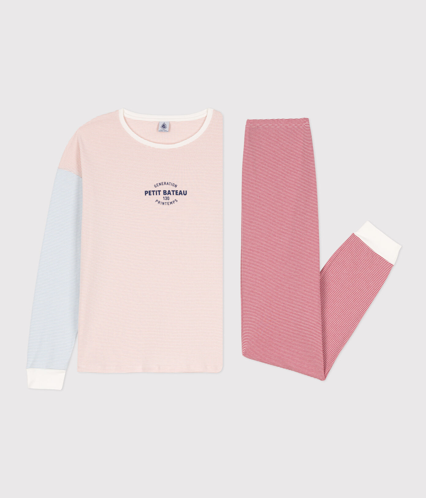 Pyjama milleraies tricolore en coton femme