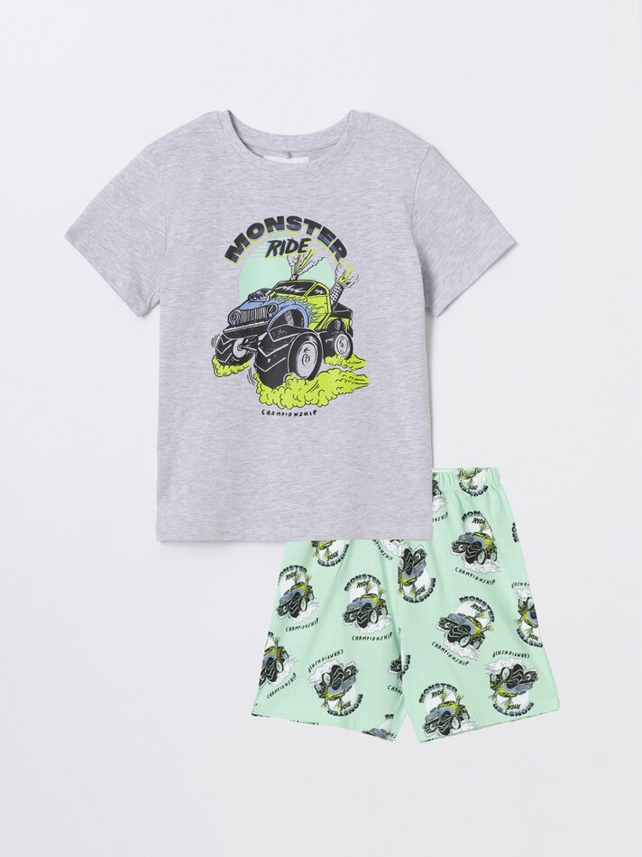 Conjunto de pijama curto estampado - Verde Maçã