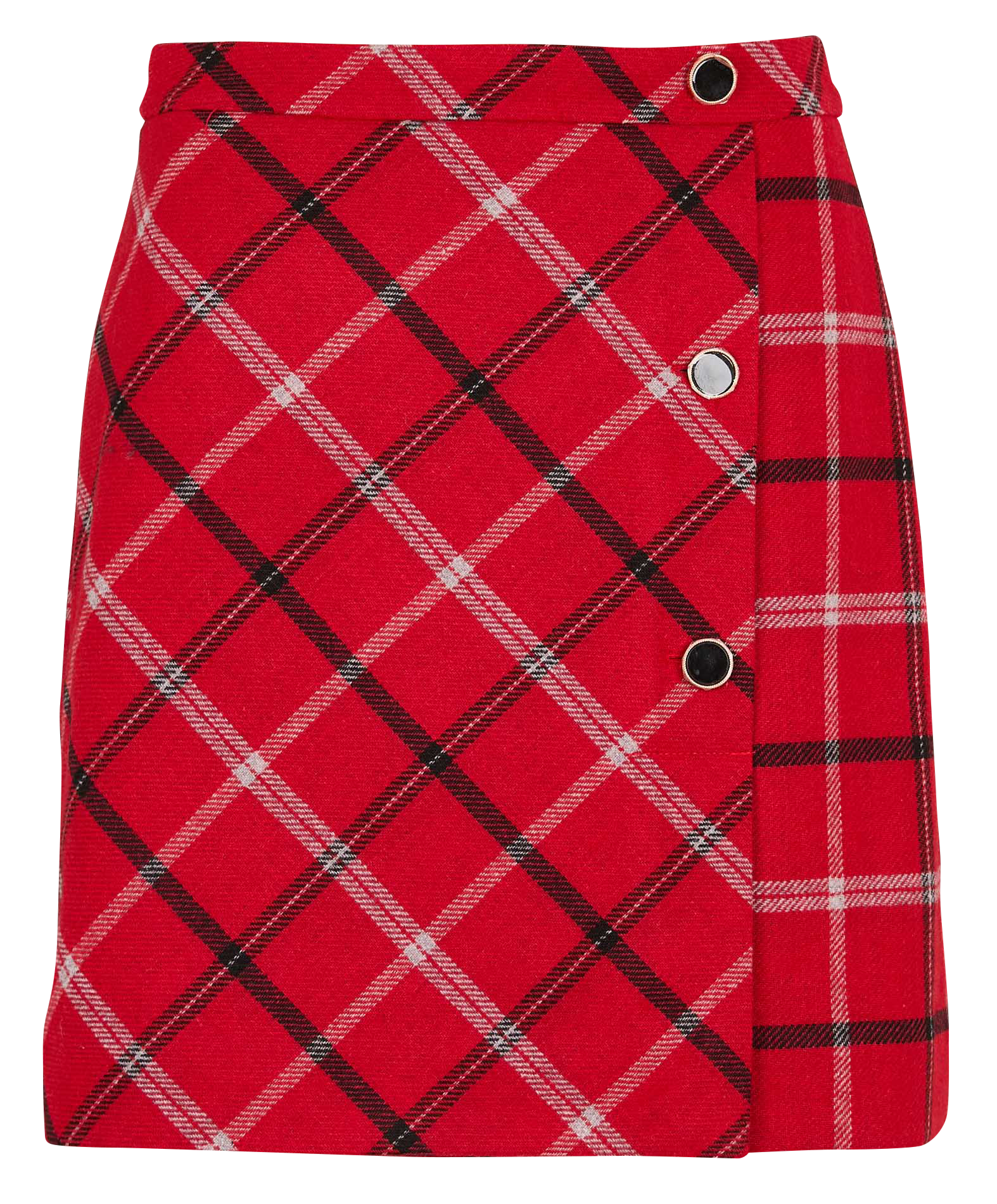 JUSTINE - Jupe courte tartan en laine mélangée | Rouge