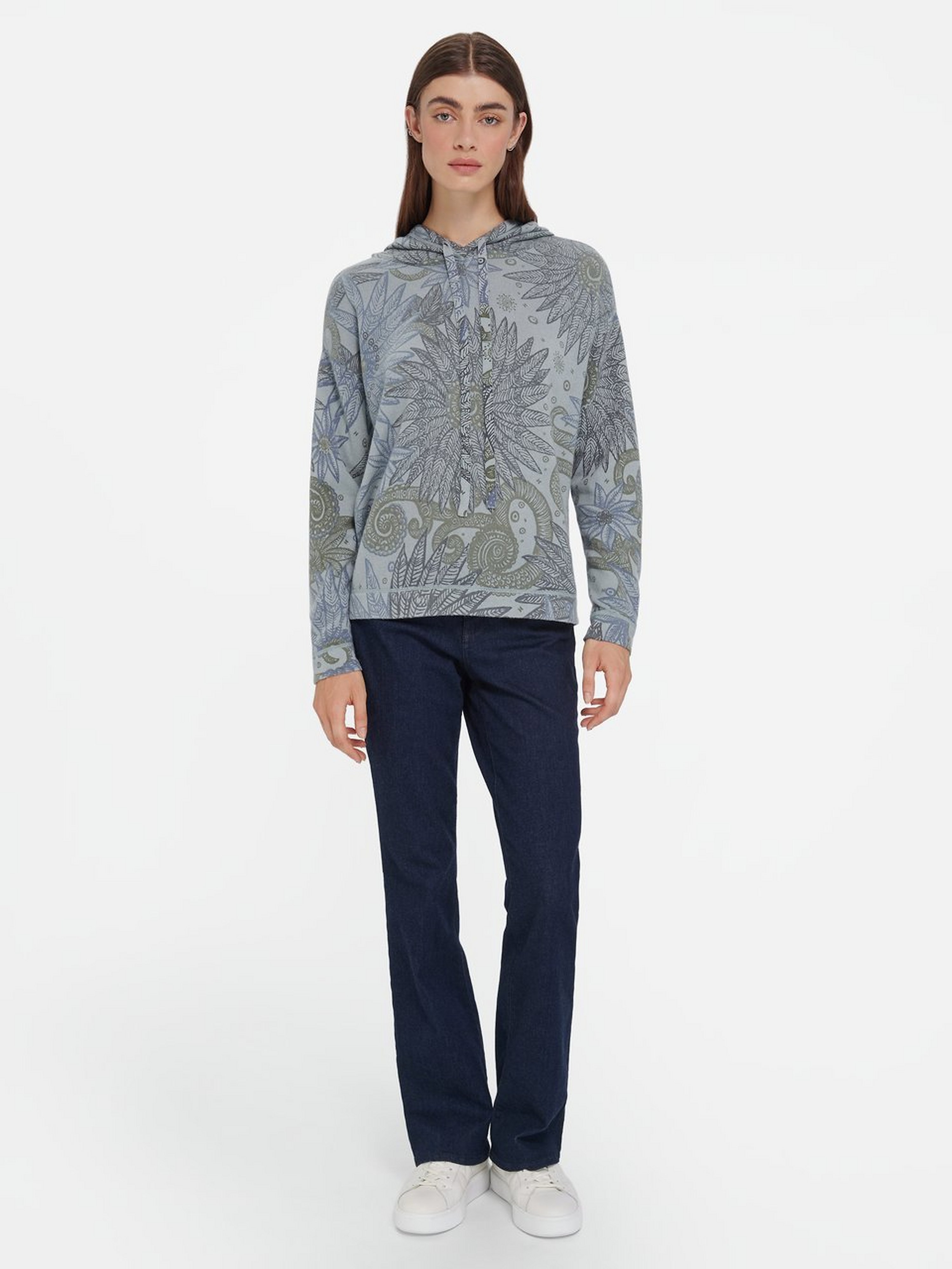 Kaschmir-Pullover mit floralem Allover-Muster