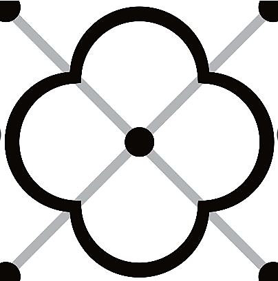 6 carreaux adhésifs motif grande fleur noire et blanche L.15 x H.15 x l.0,4cm