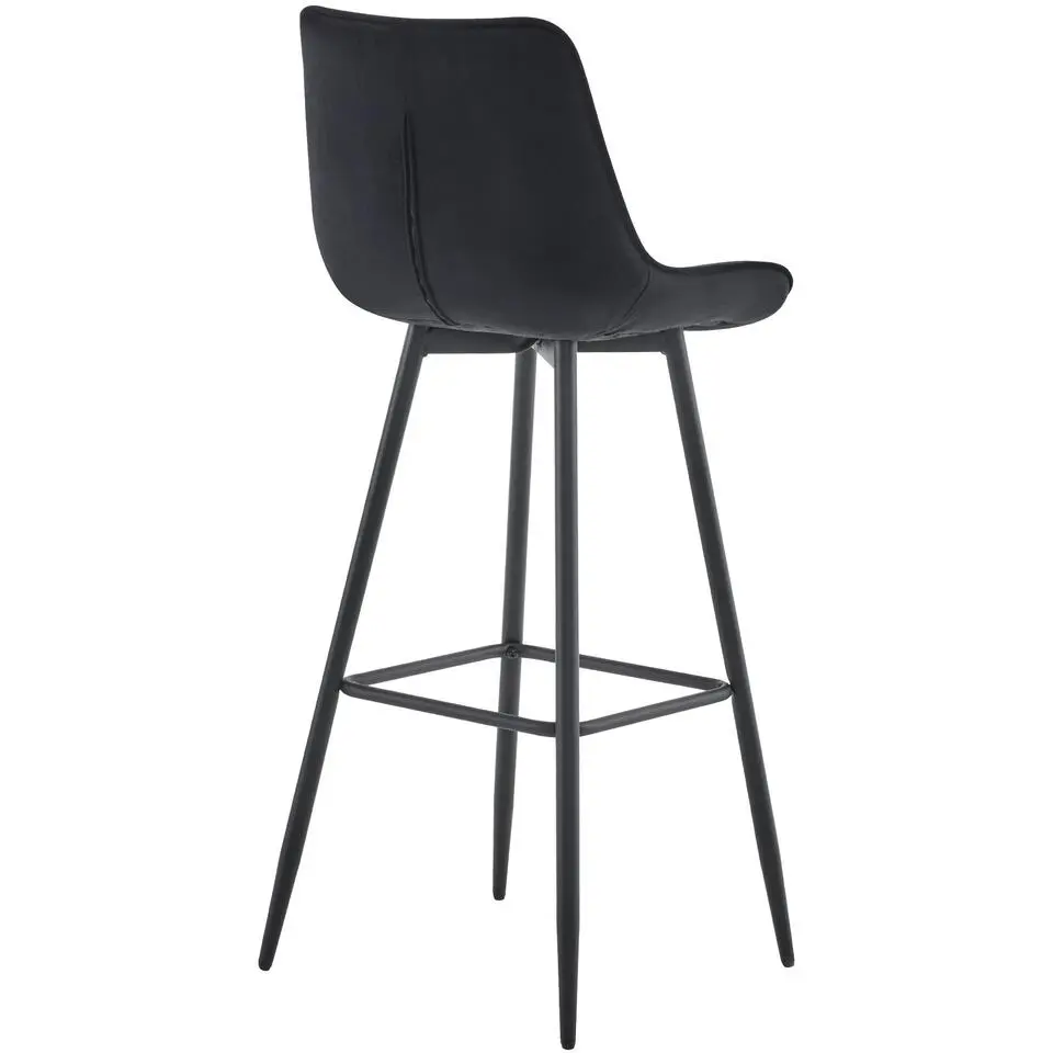 CLP Set van 2 Barkruk Dartford mat zwart Frame - Fluweel - zwart