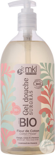 MKL Green Nature Gel Douche Surgras Bio Fleur De Coton Visage/Corps/Cheveux 1l