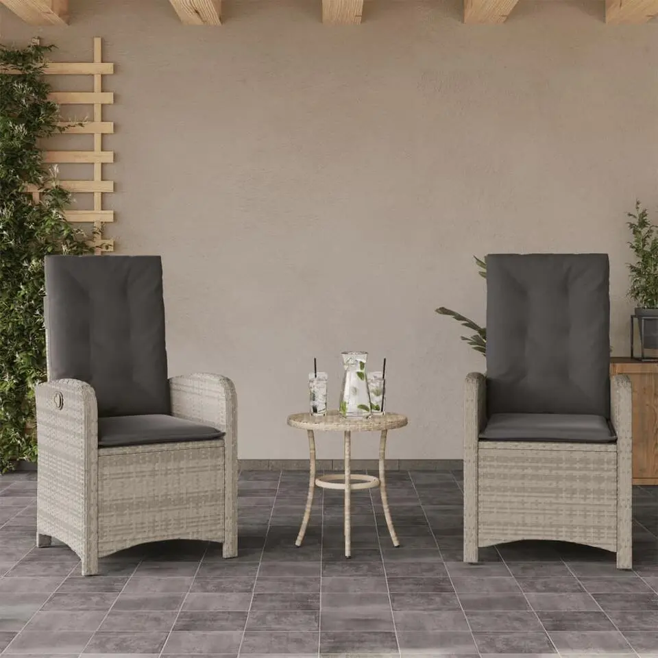 vidaXL - Tuinstoelen verstelbaar - Grijs - Poly rattan - 2 stuks - Met kussens