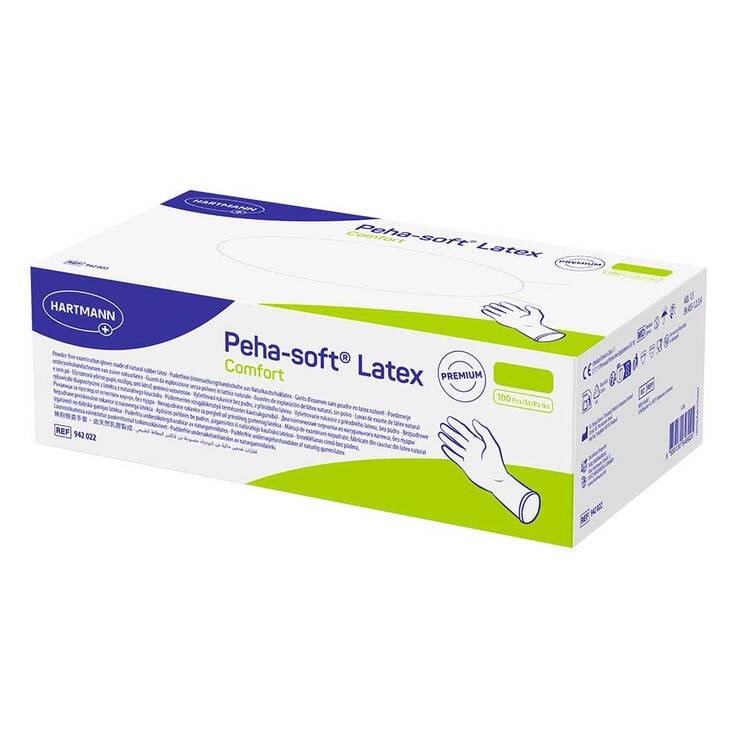 Peha-Soft Latex Comfort Untersuchungshandschuhe unsteril pf L, 100 St