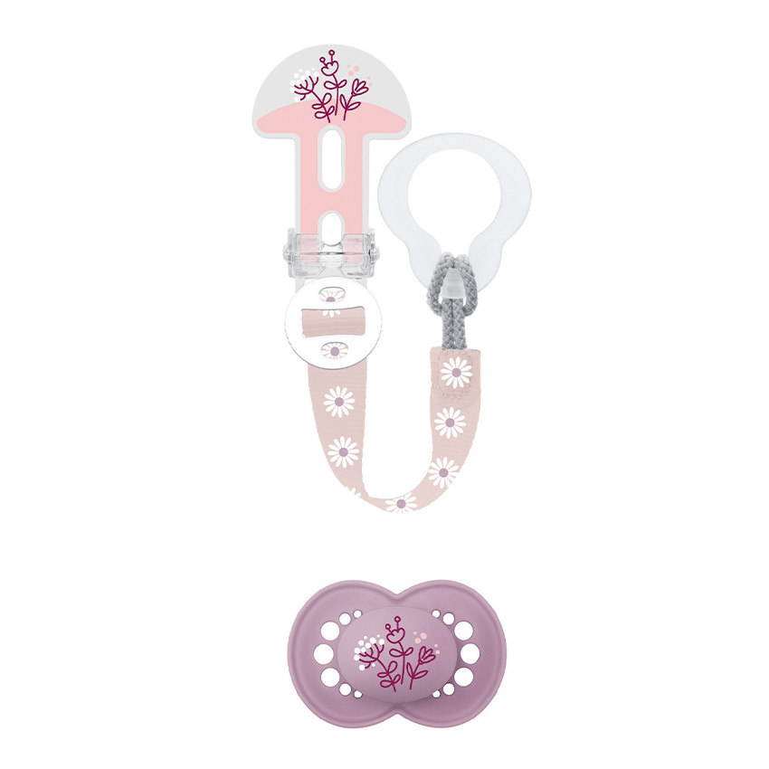 Kit sucette + attache-sucette 6M+ coloris aléatoire