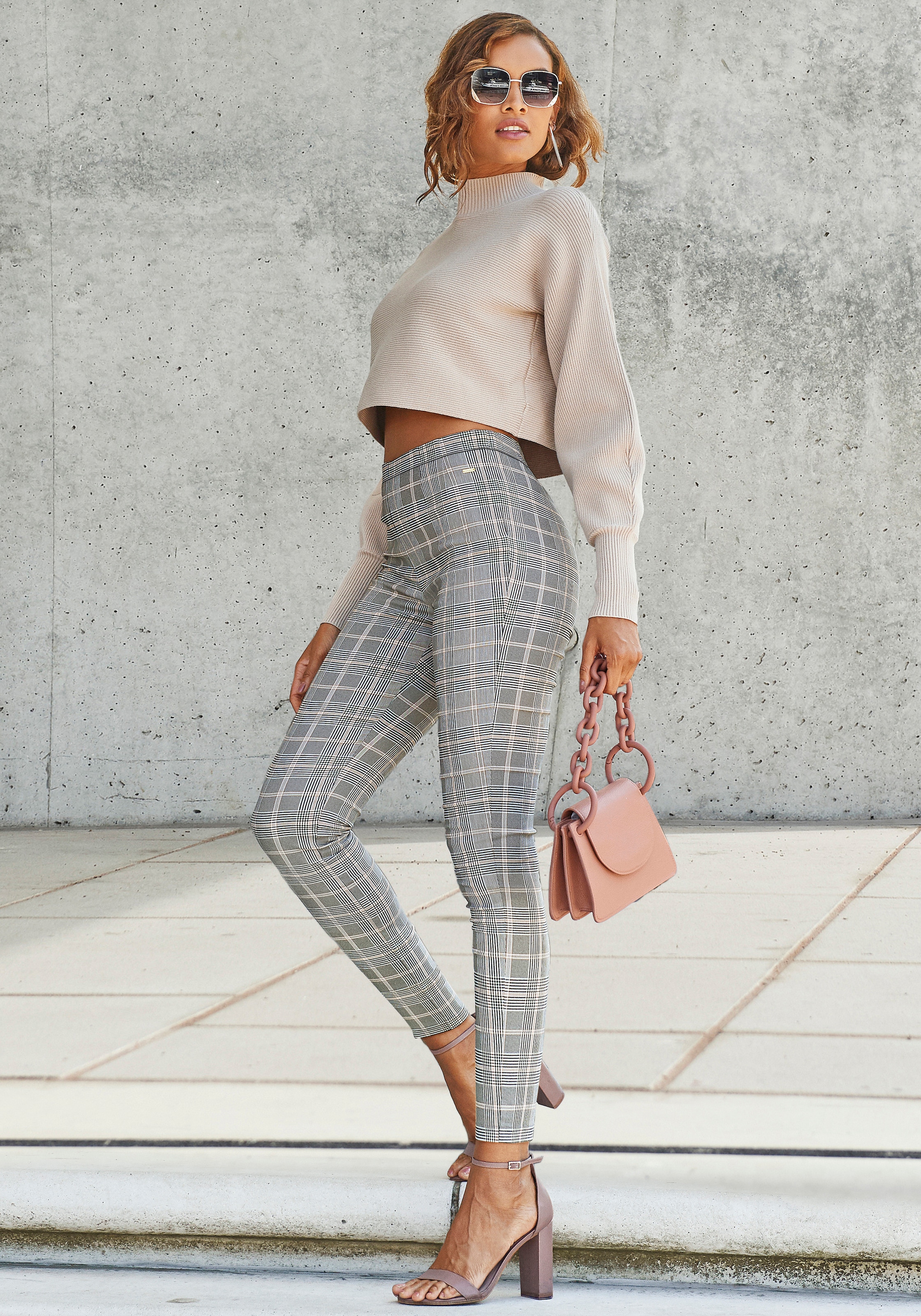 LASCANA Highwaist Leggings  mit Karomuster