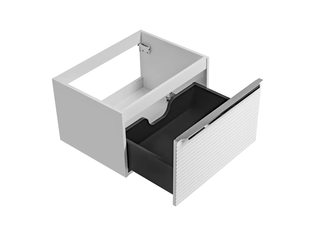 Meuble sous vasque suspendu strié blanc - 60 cm - LATOMA