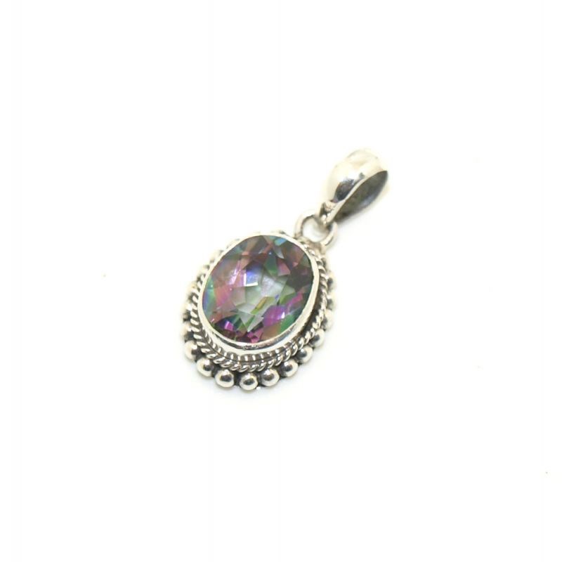 Pendentif argent et topaze mystique