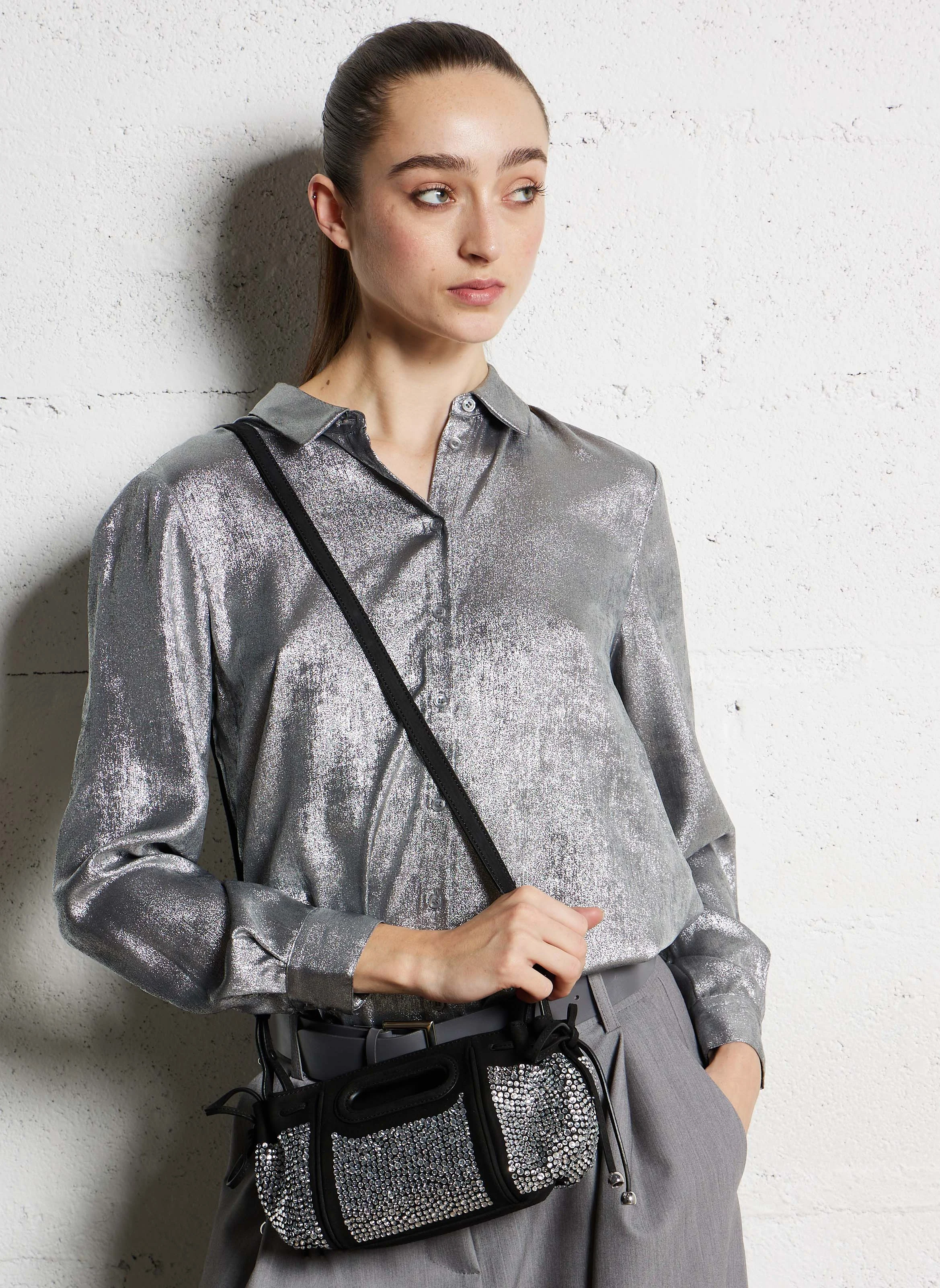MICRO DANY - Sac à main en cuir orné de strass | Noir