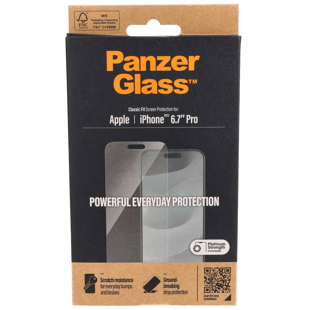 iPhone 15 Pro Max Antibakterielle Panzer Glas Displayschutz Case Friendly (2808)