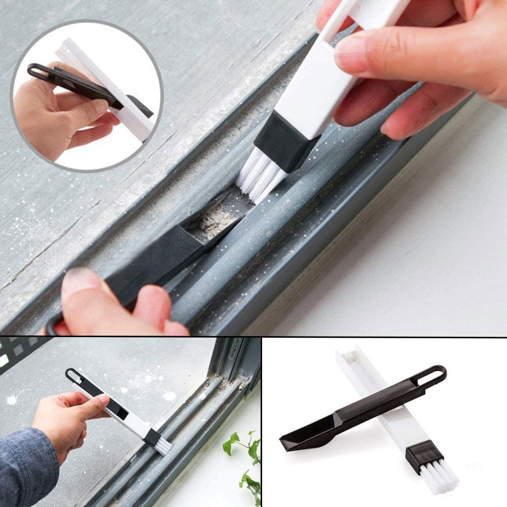 (18cm) Universal Reinigungsbürste mit Nylon Borsten   Schaufel für Tastatur / Fenster / Lüftungsgitter - Schwarz / Weiss