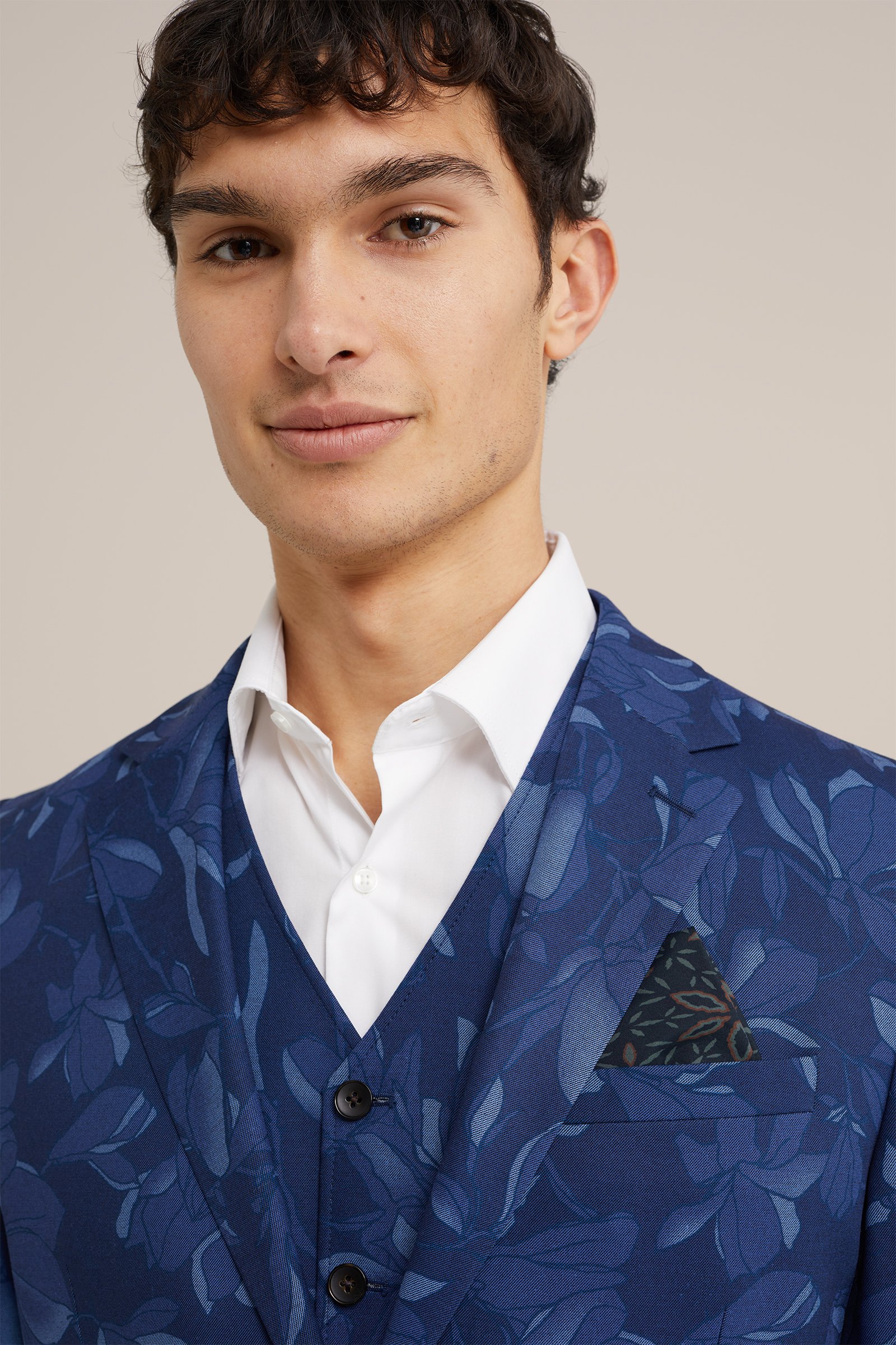 slim fit blazer met dessin WE Fashion Kobaltblauw