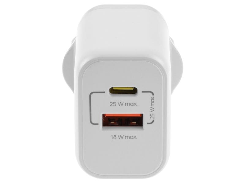 onit USB-Wandladegerät Dual 1C1A 25 W GaN Weiss Ladeadapter mit einem USB-C- und einem USB-A-Port