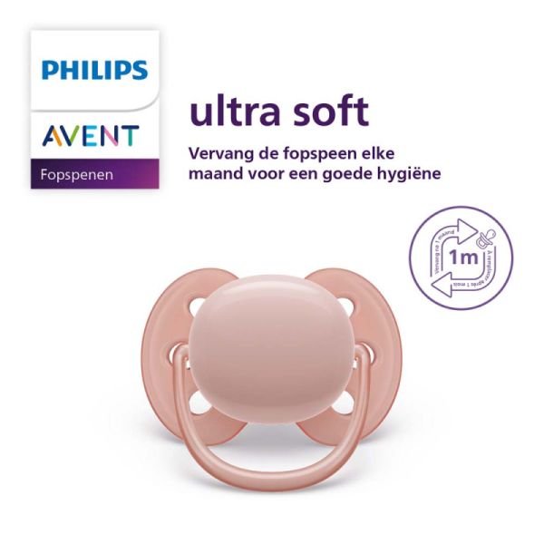 Philips Avent Ultra Soft Fopspeen - 0-6 Mnd - Roze/Paars - 2 Stuks