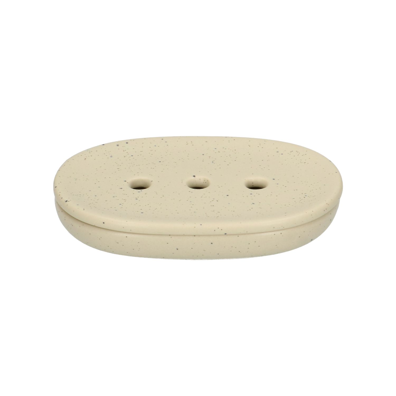 Zeepschaaltje ovaal, beige spikkel, keramiek