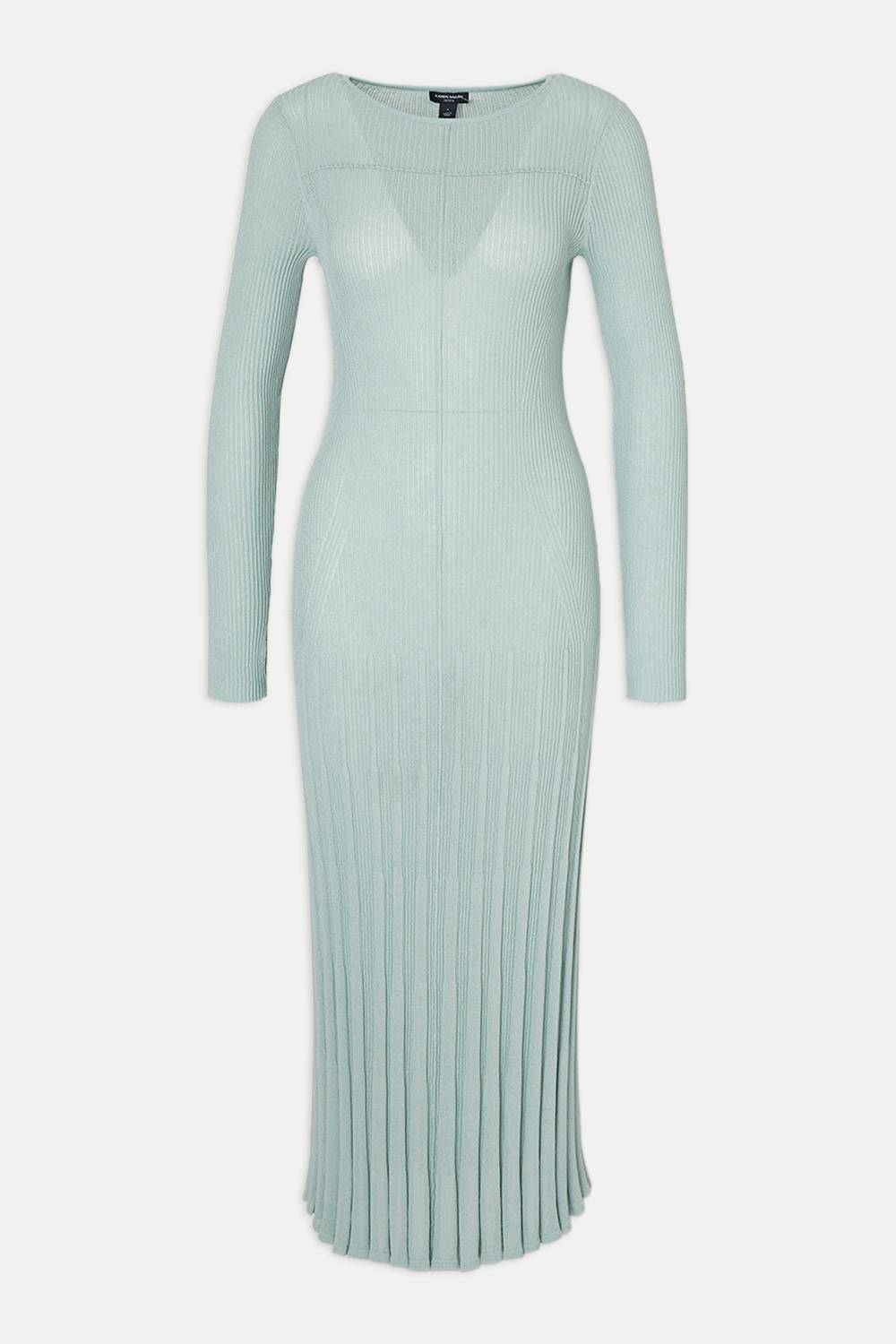 KarenMillen Petite robe midi tricotée en côtes drapées et transparentes