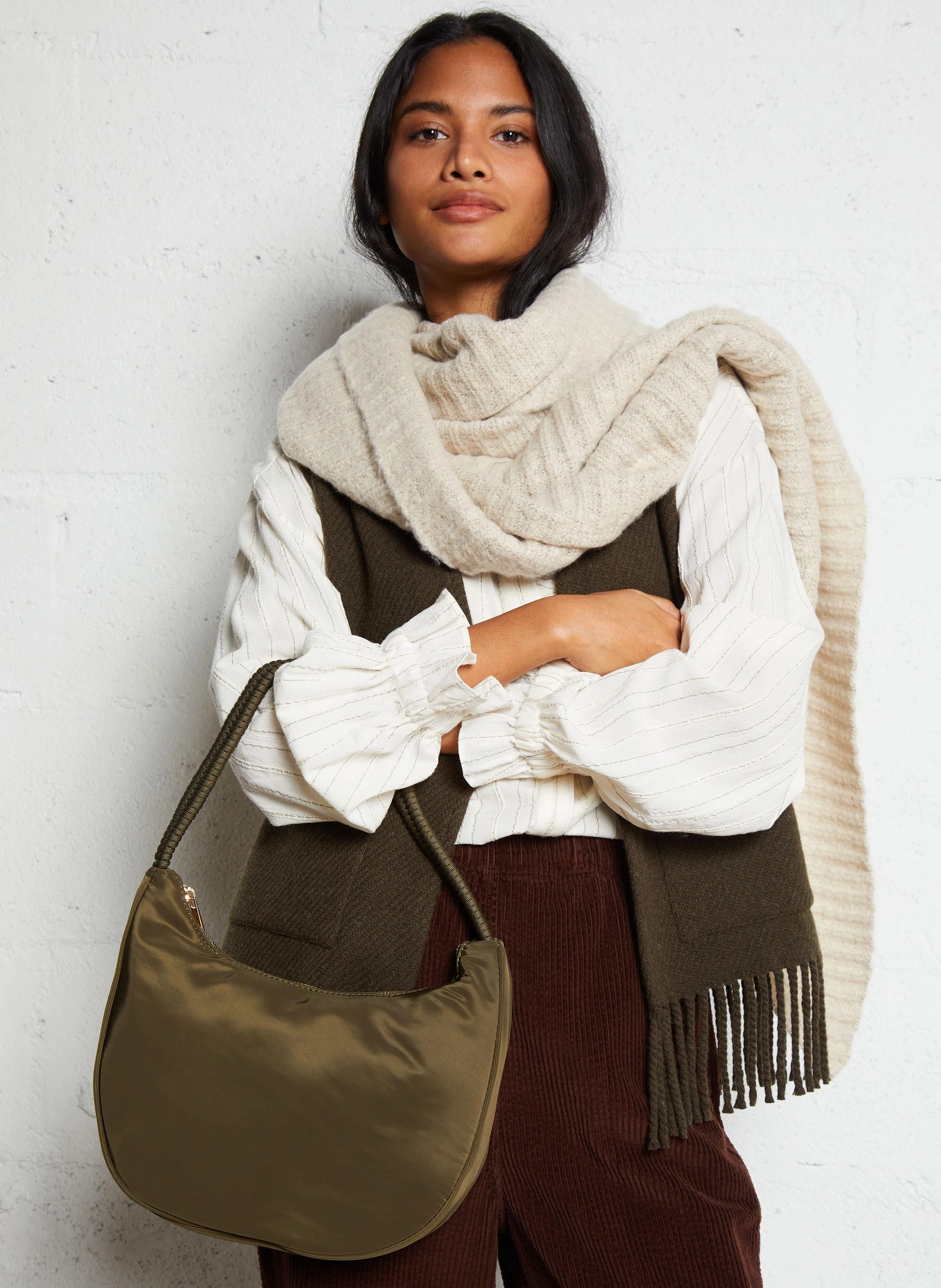 Sac épaule en nylon | Kaki