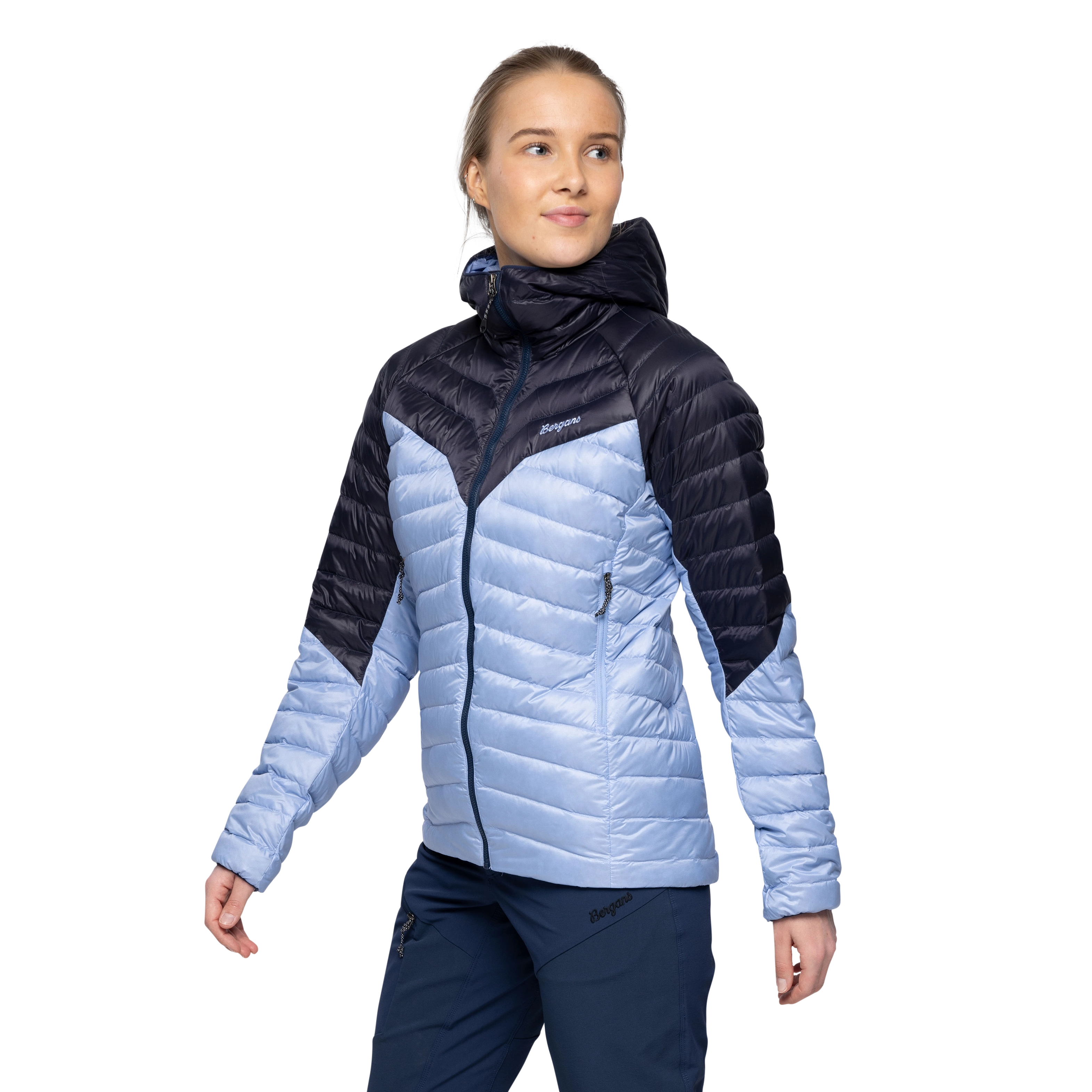Tind Light Down Jacket Hood Women Blueberry Milk / Navy Blue