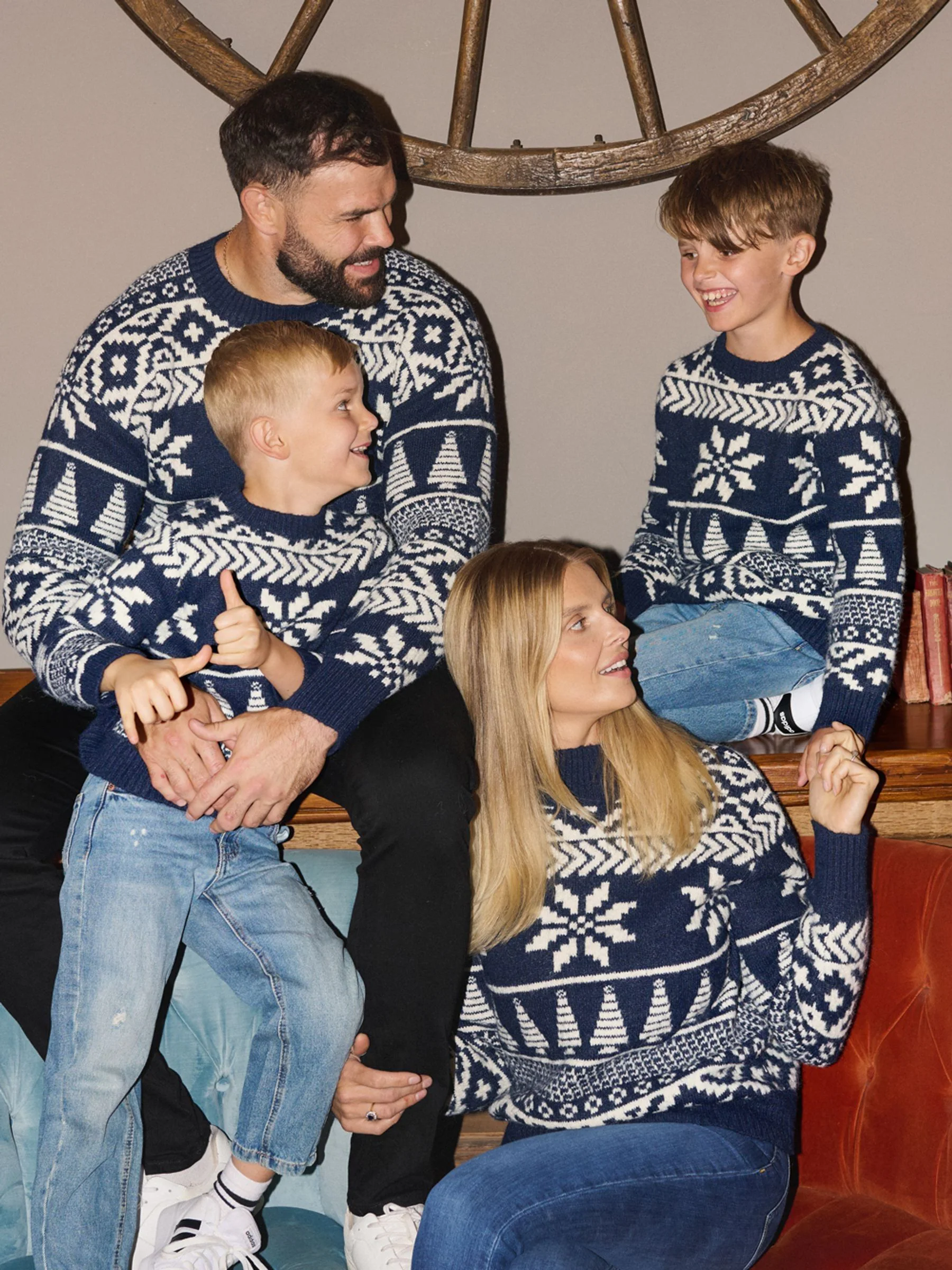 Blauw - The Little Tailor Chunky Tweekleurige Fairisle Kerstmis Trui