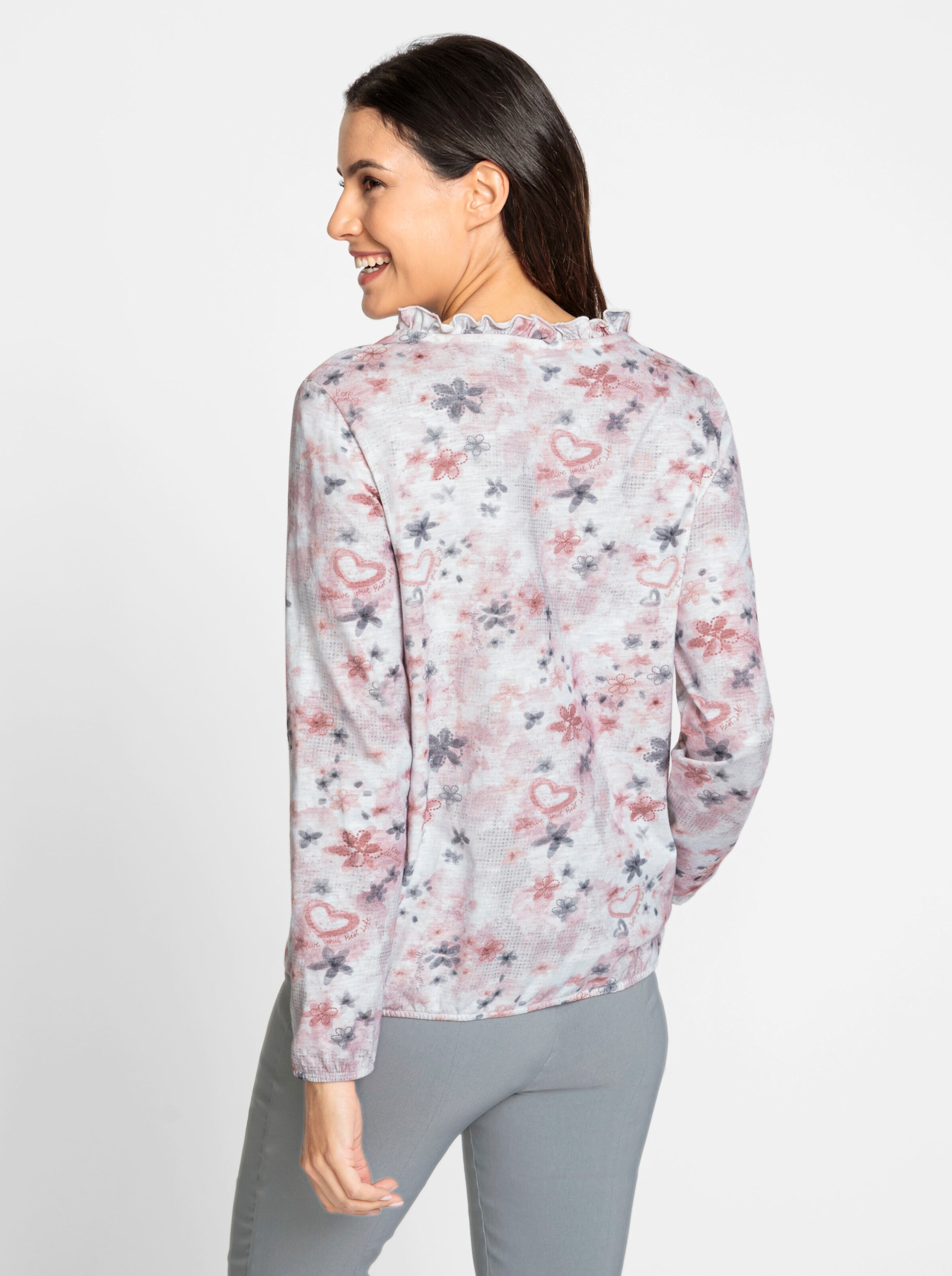 Shirt in rosenquarz-hellgrau-bedruckt