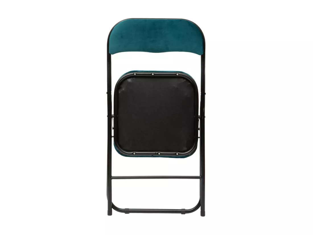 Chaise pliante confortable en métal et velours Bleu Canard H 79 cm