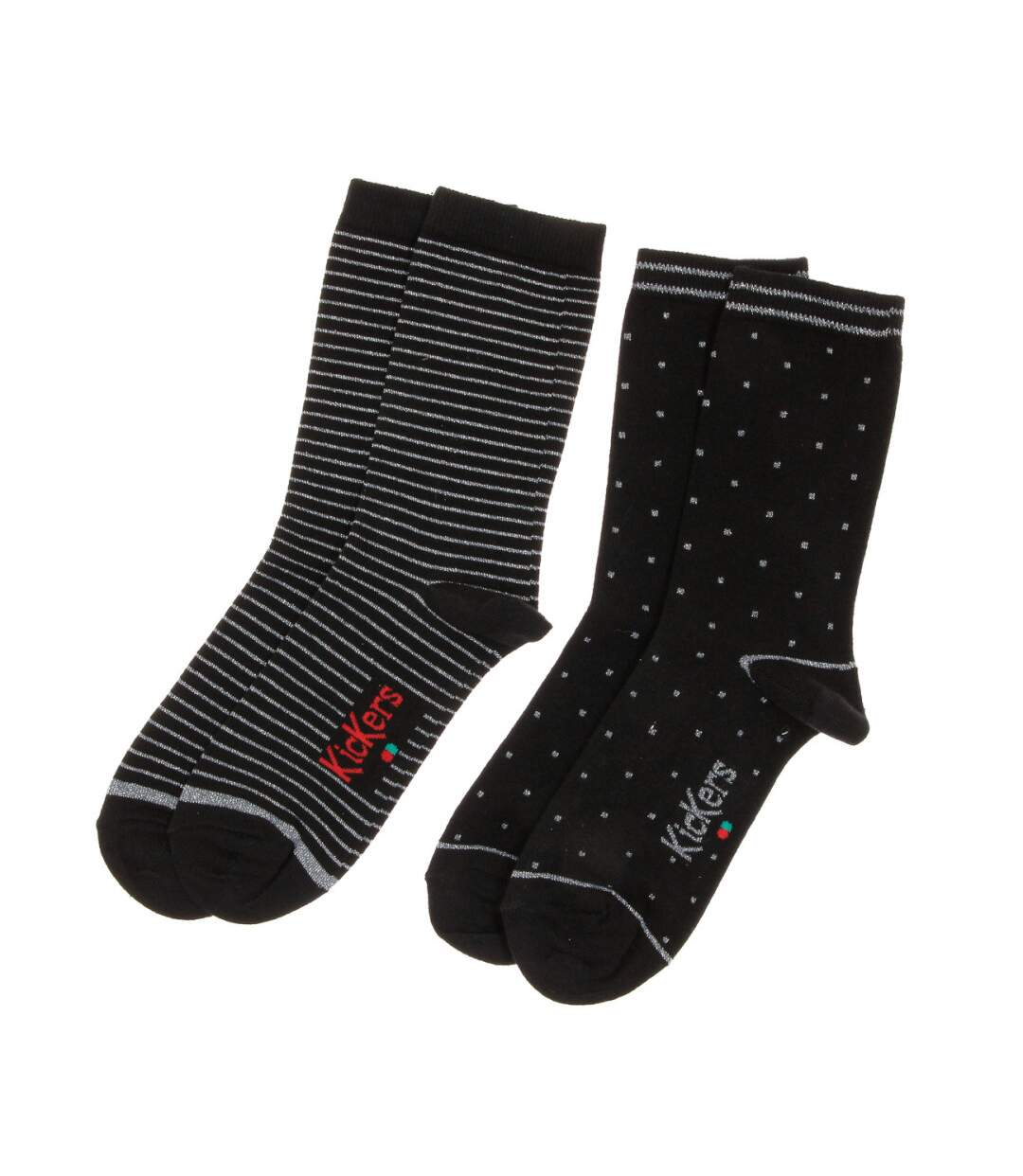 X2 Paires de Chaussettes Noir Femme Kickers Cho1