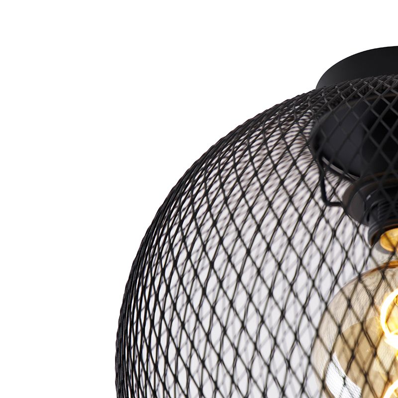 Moderne plafondlamp zwart 30 cm - Mesh Ball