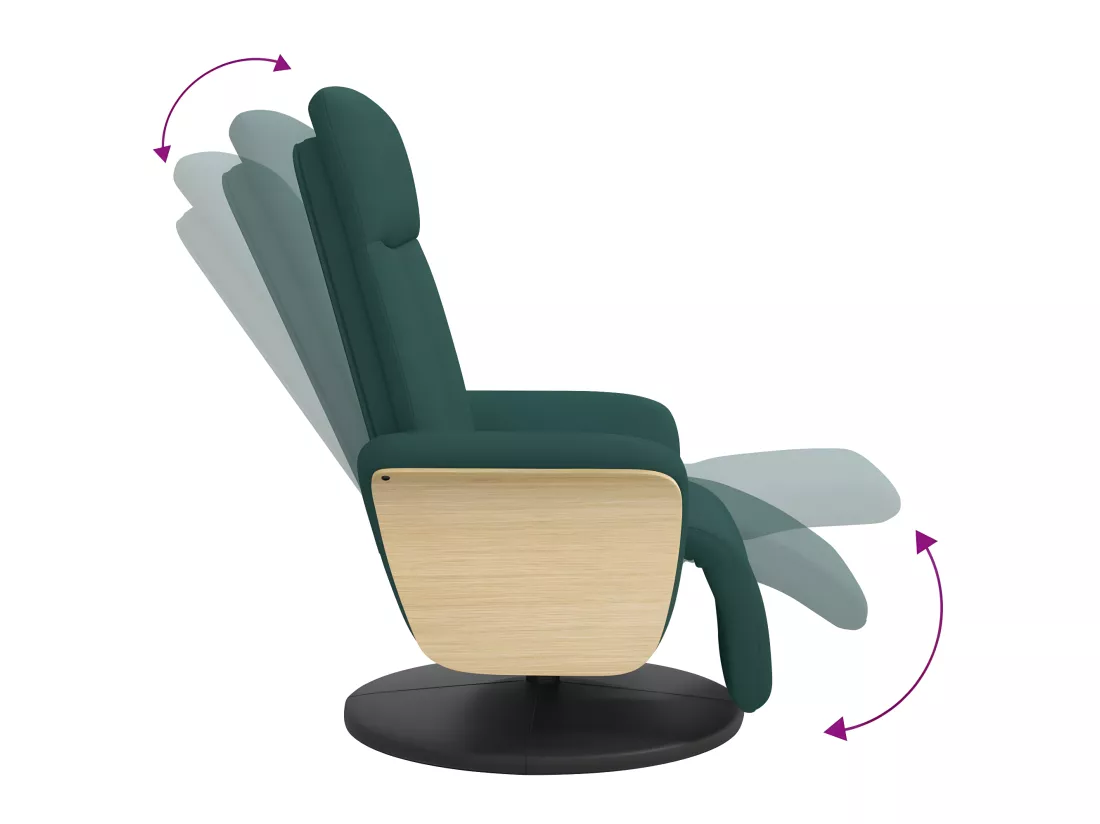 Fauteuil inclinable avec repose-pieds vert foncé tissu