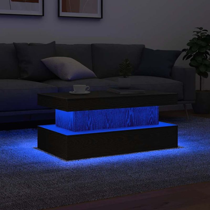 vidaXL - Salontafel - Zwart Eiken - Met LED-Verlichting
