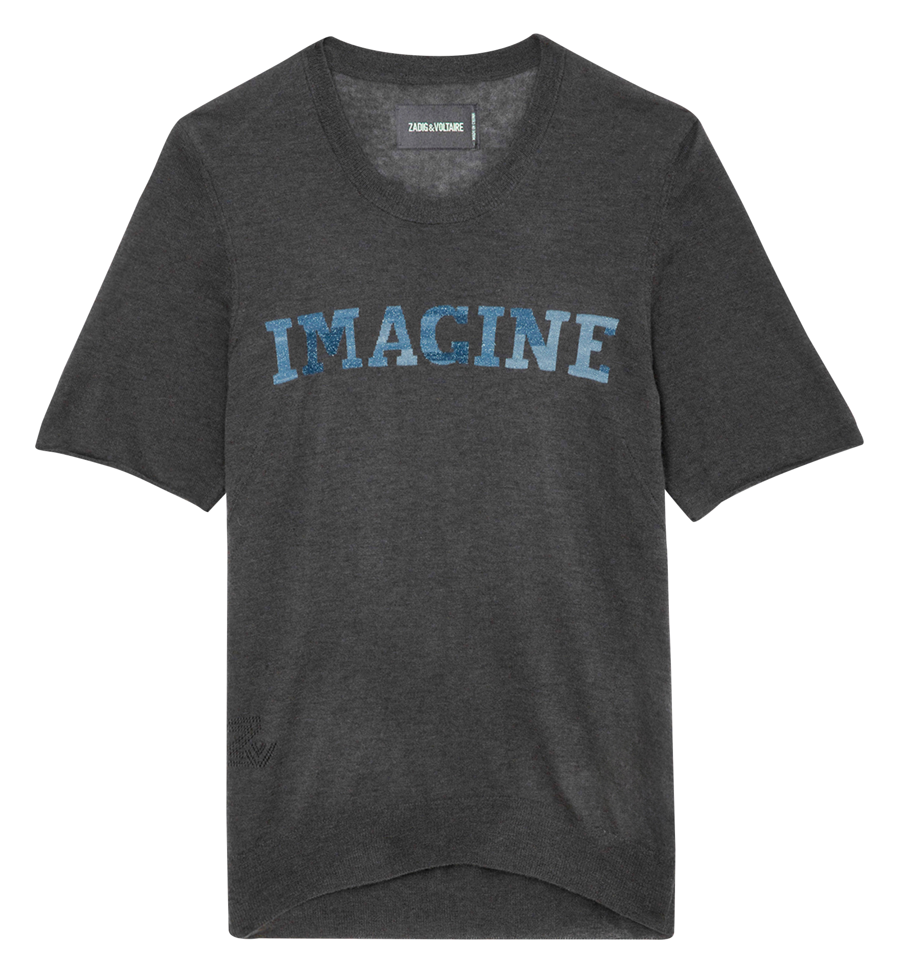 IDA - Pull droit col rond en cachemire et coton mélangé | Gris