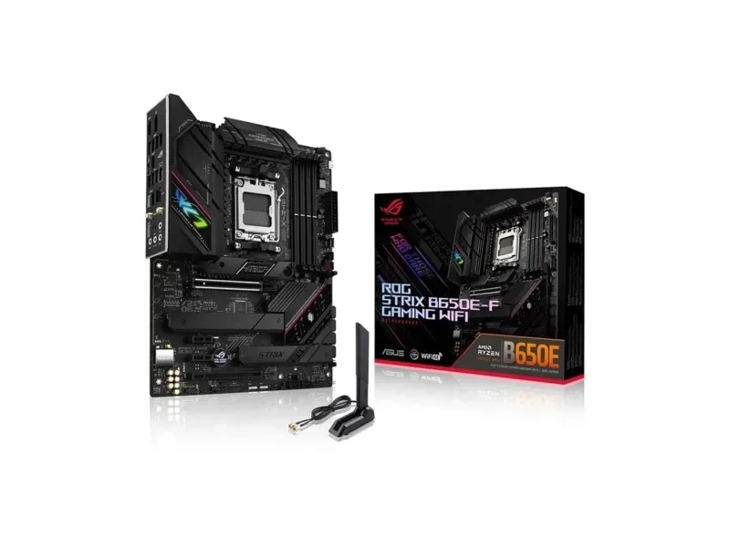 ASUS ROG Strix B650E-F Gaming WiFi - Bundkort - ATX - Socket AM5 - AMD B650 Chipset - USB-C 3.2 Gen 2x2, USB-C 3.2 Gen2, USB 3.2 Gen 2, USB 3.2 Gen 1 - 2.5 Gigabit LAN, Wi-Fi 6, Bluetooth - onboard grafik (CPU påkrævet) - HD Audio (8-kanaler)