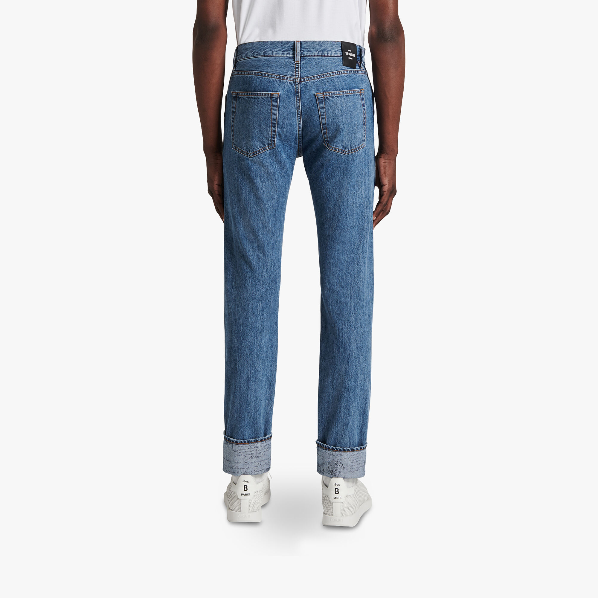 Pantalon En Denim Avec Scritto