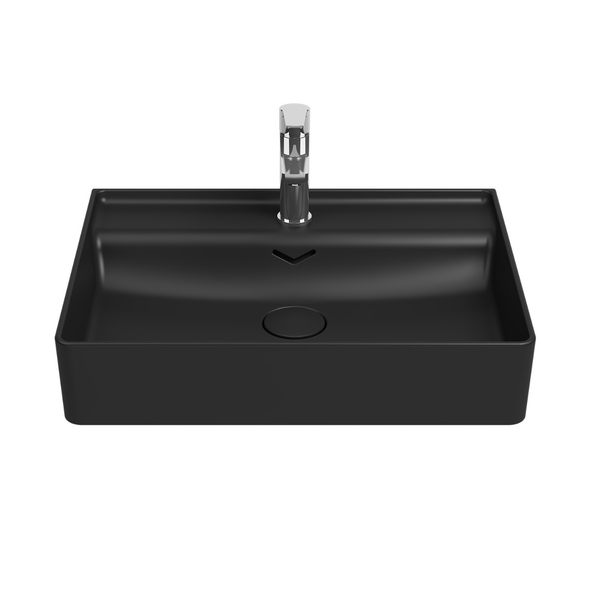 Isvea Vea opbouw wastafel met kraangat 60cm zwart mat