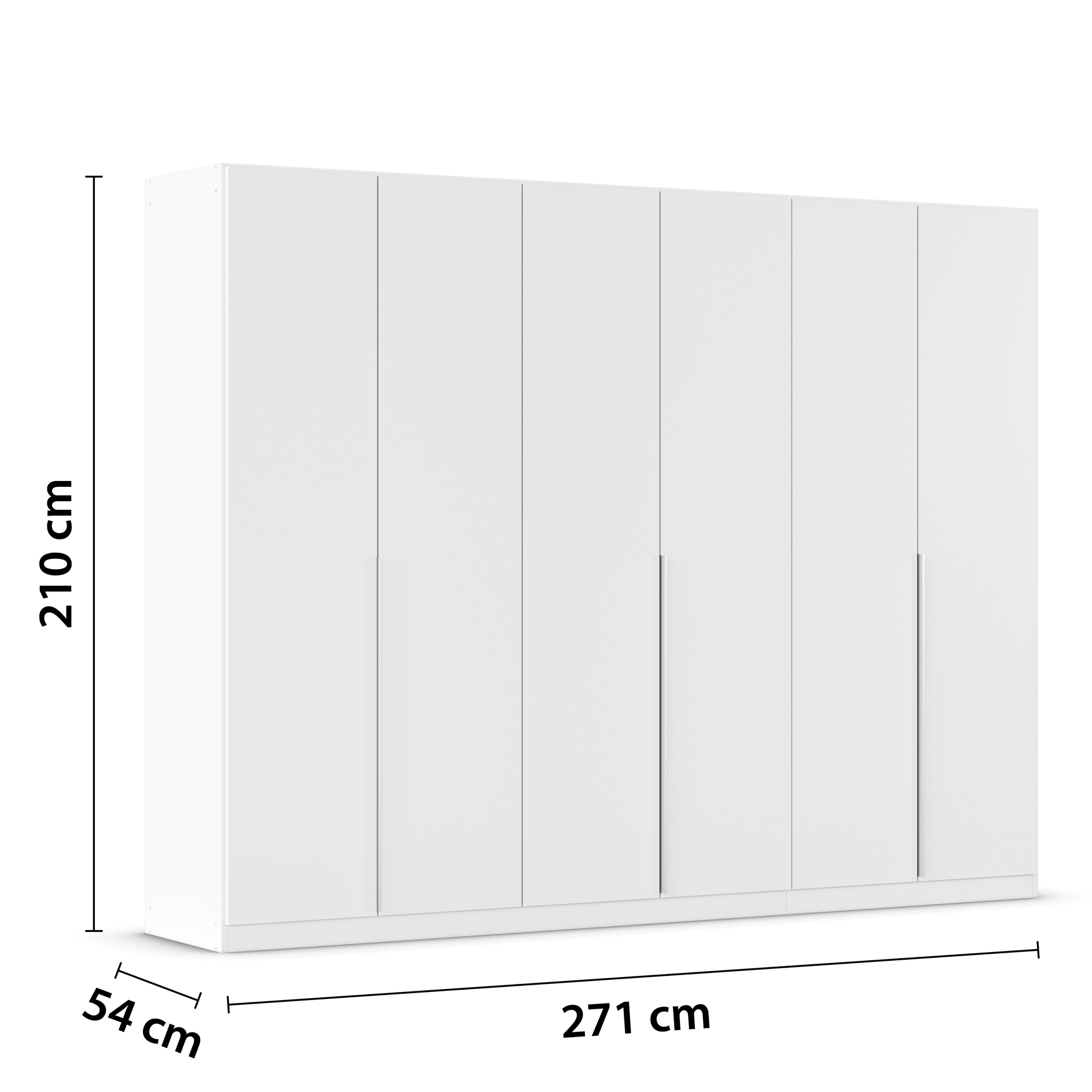 Drehtürenschrank - alpinweiß - 6-türig - 271x210 cm