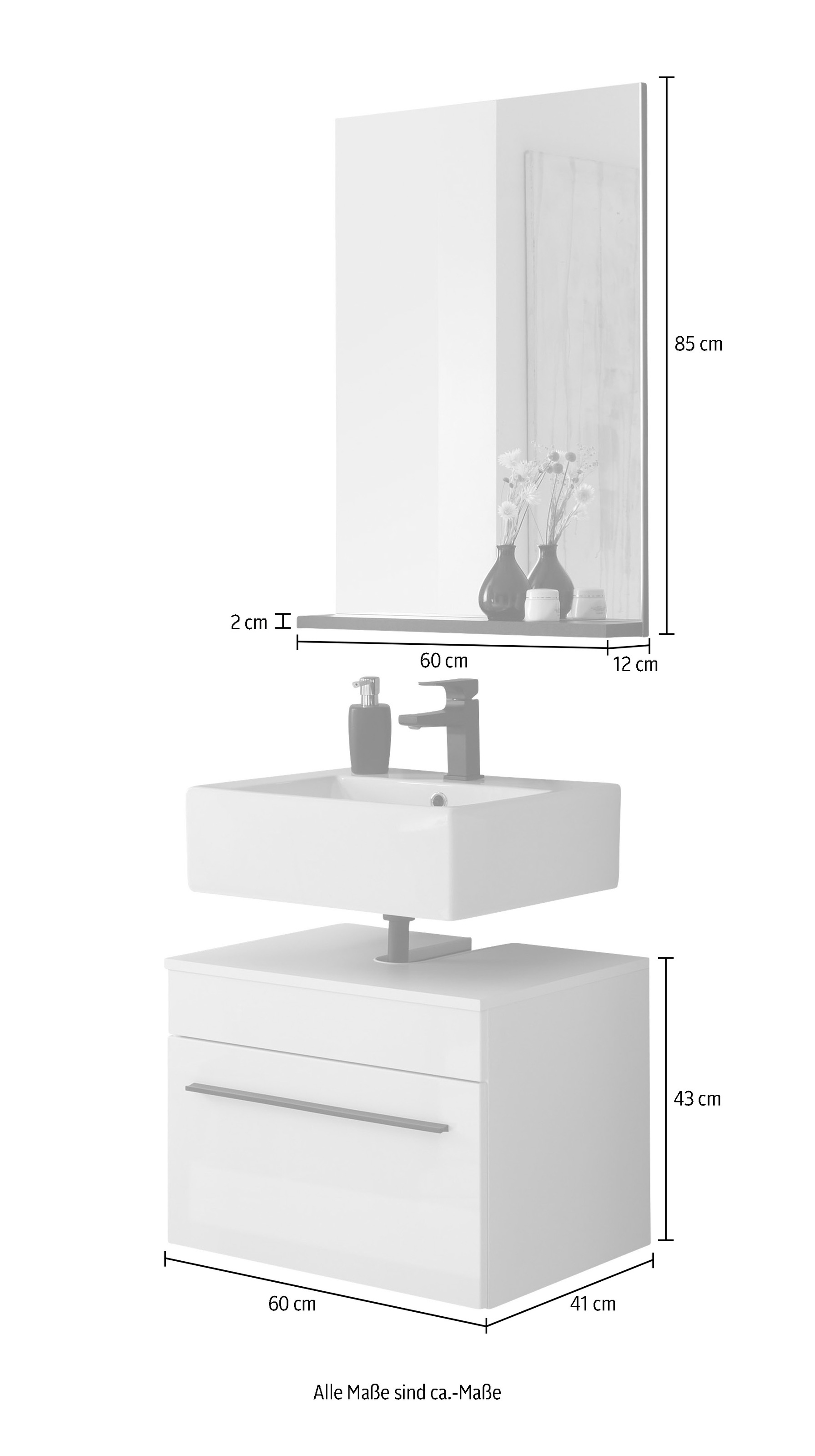 INOSIGN Badmöbel-Set »Cantara, Bad im modernen Design, 2-teiliges Badezimmer« Set, 2 Stk. tlg.