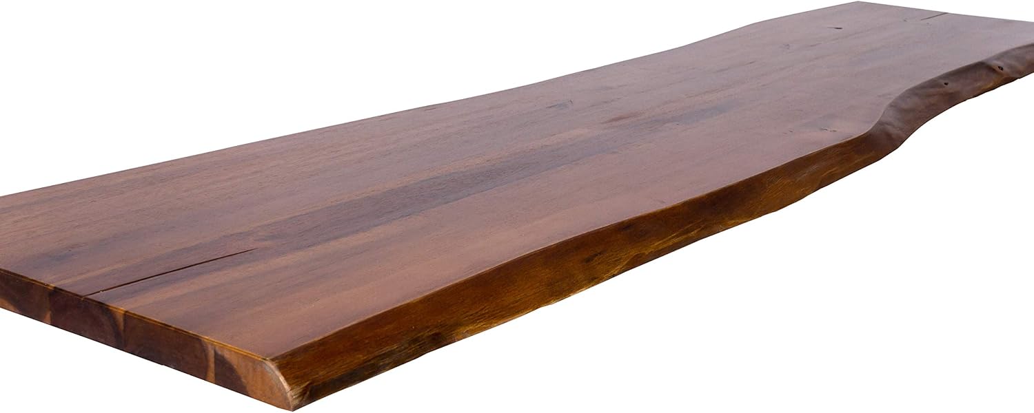 SAM Baumkanten-Platte, 120x40 cm, Akazie massiv, cognacfarben, stilvolle Holzbank, pflegeleichtes Unikat
