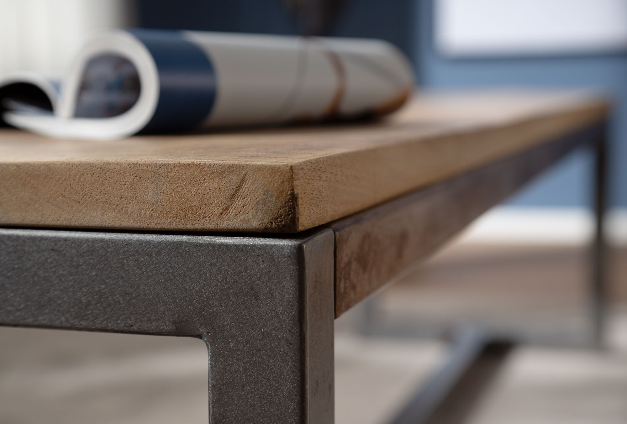 KADIMA DESIGN Vintage Esszimmerbank im Mangoholz-Stil mit Metallgestell, Stabil & Unikat