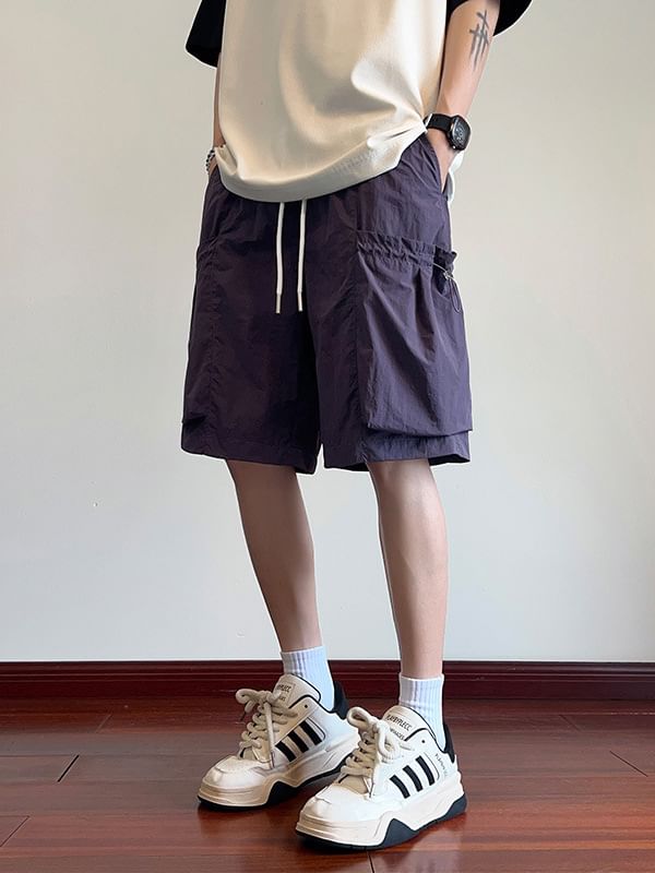 Obikan - Mid Rise Plain Cargo Shorts