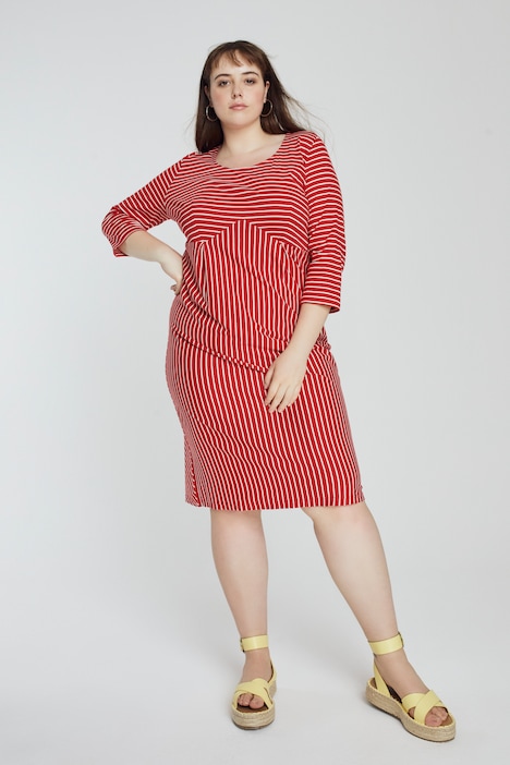 Bellieva-Sweatkleid, Streifen, Rundhals, 3/4-Arm, GOTS