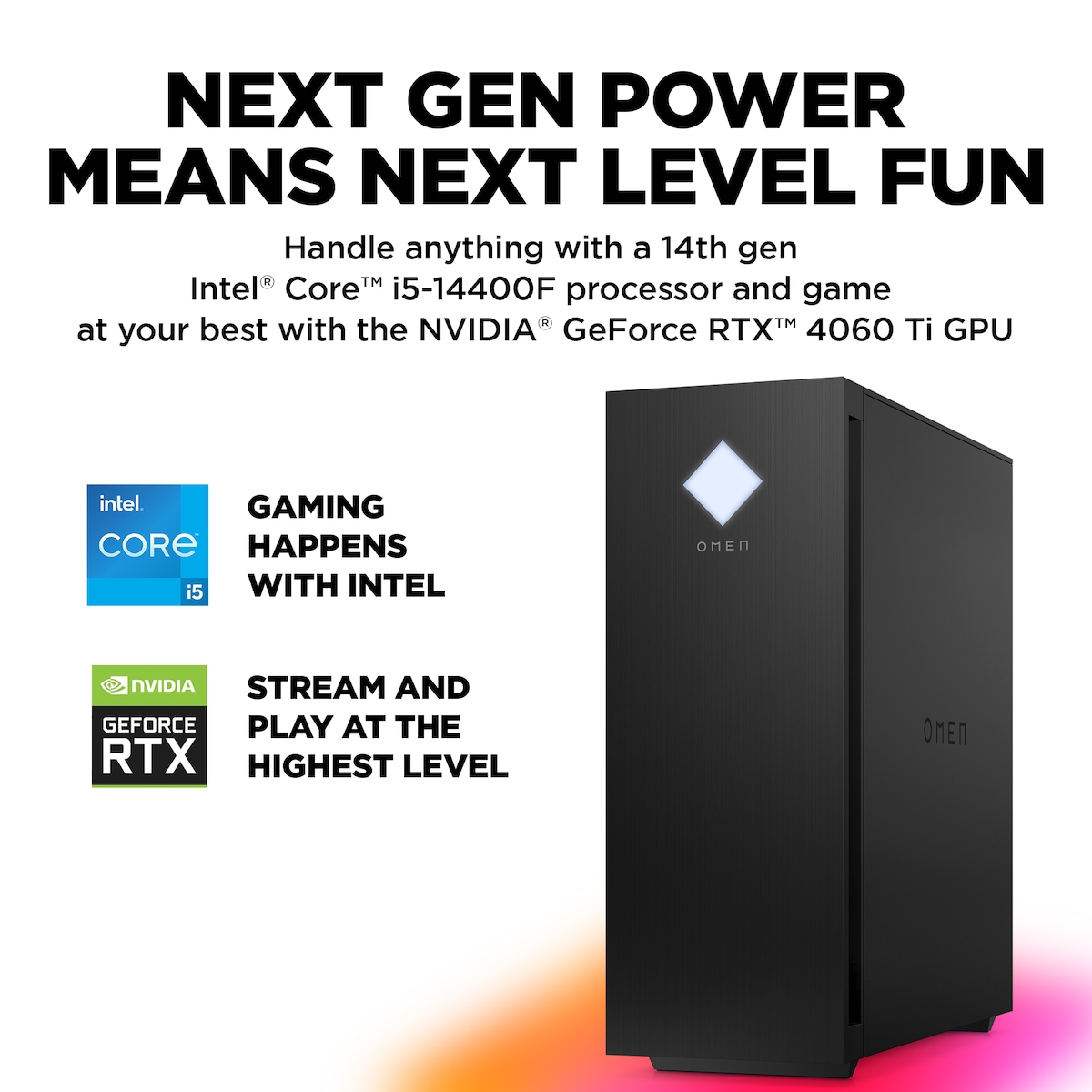 HP Omen 25L i5-14F/16/1000/4060Ti stasjonær gaming-PC