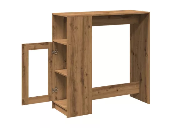 Table de bar avec étagères chêne artisanal bois d'ingénierie