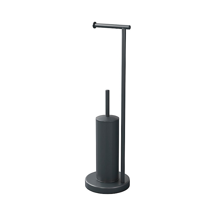 Serviteur WC GoodHome Elland en acier coloris ébène l.19 x P.19 x H.68,5 cm
