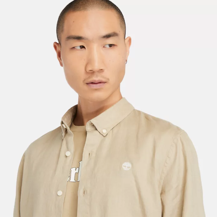 Chemise en lin Mill Brook pour homme en beige