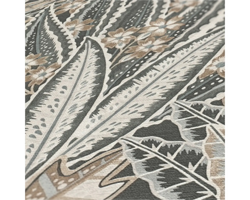 Vliesbehang 39653-3 Etnische Bladeren Jungle Grijs
