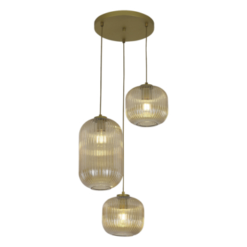 Hanglamp Sofie 3-lichts amber Ø45cm