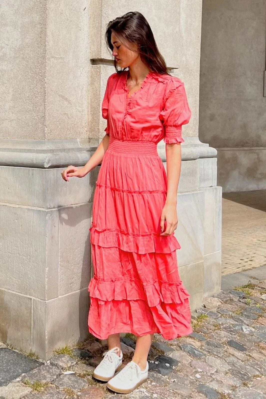 Neo Noir Sophie S Voile Dress coral