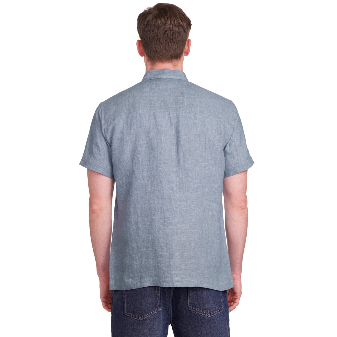 Herren Leinen-Hemd mit kurzen Ärmeln blau