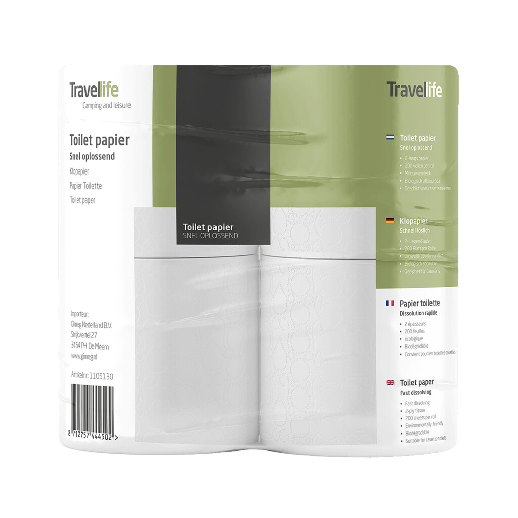 Travellife set van 4 camping toiletpapier - 8 stuks