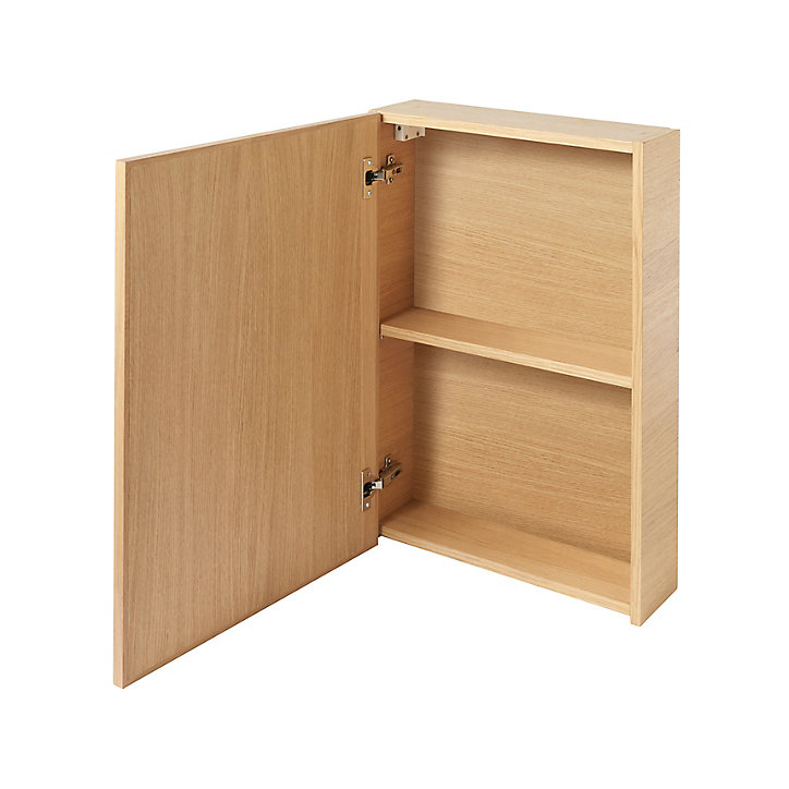 Armoire miroir placage chêne naturel GoodHome Avela 50 cm